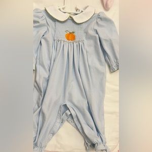 Zuccini Kids girls pumpkin smocked romper 6 month